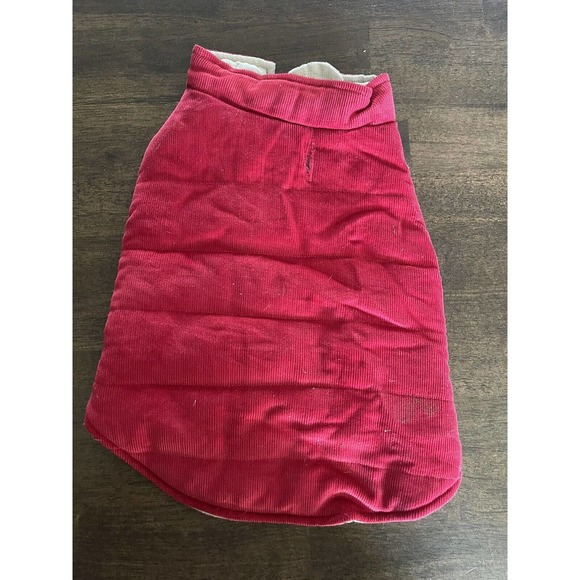 Puppy Pawer Dog Cat Warm Red Corduroy Reversable Vest Harness Hole Sz M NEW - Picture 2 of 6